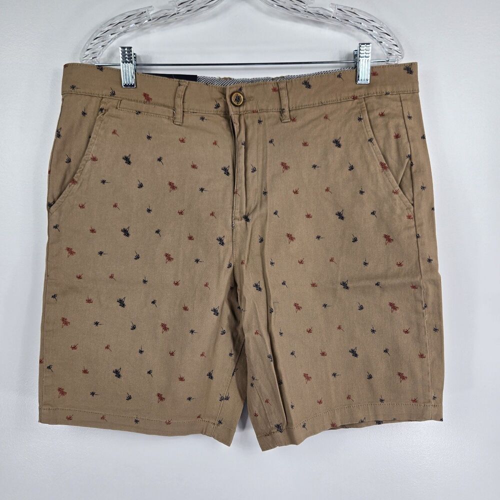 Jach's New York Men's Size 32 Bleecker Shorts Dark Khaki Palm Trees NWT